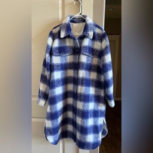 NWT Loft Women's Size Large Blue and White‎ Brushed Jacket/Shacket